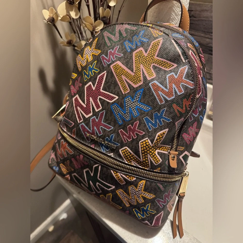 Michael Kors Multicolor Logo Backpack - Picture 3 of 8